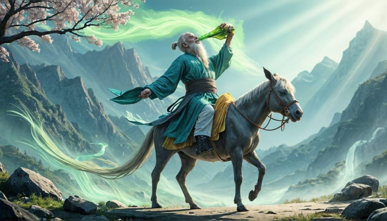 Drunken Immortal Zhang GuoLao Rides Donkey Backwards
