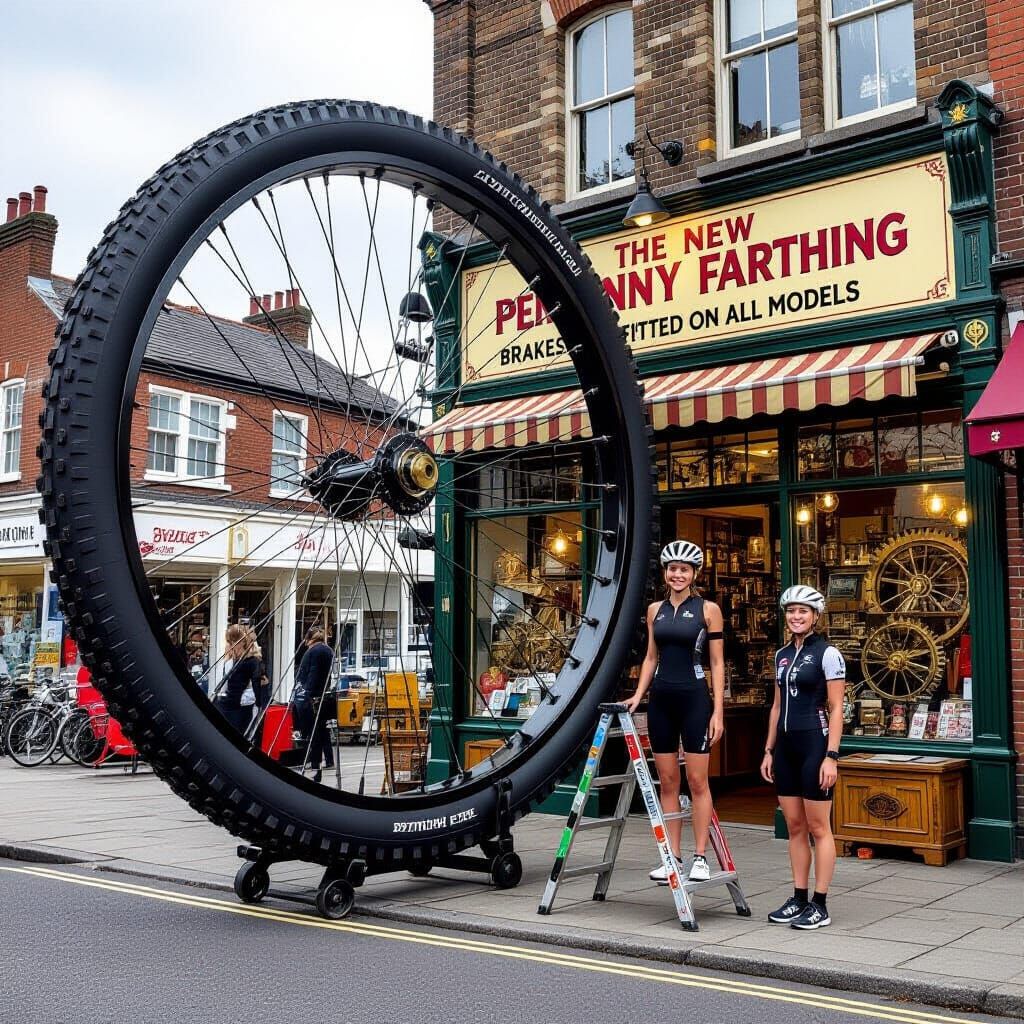 Electric Penny Farthing Shop in Dystopian Style