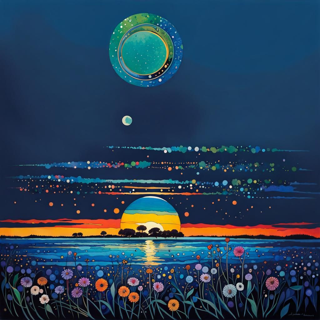 Intricate Ink Splatter Wildflower Inspired by Klimt