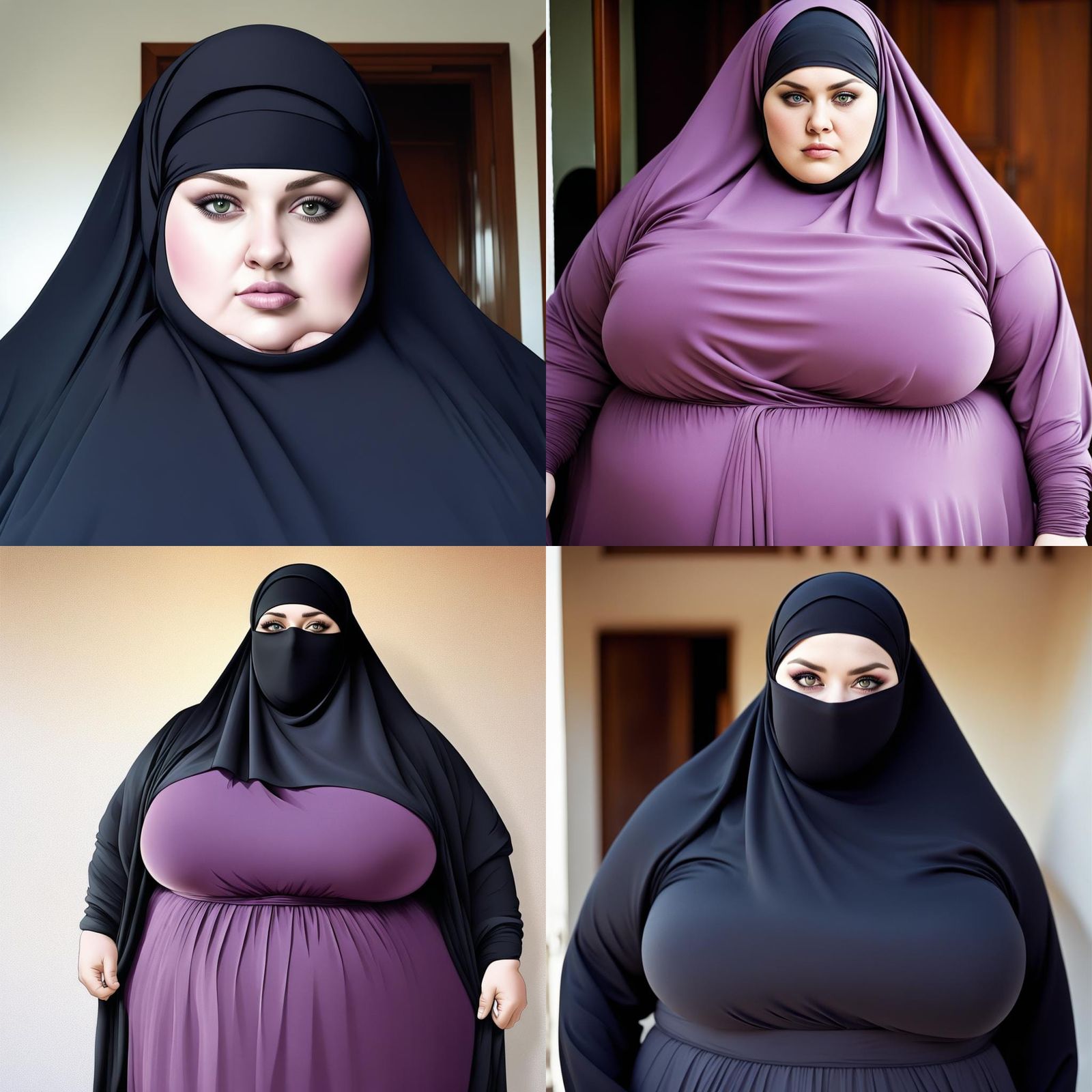 SSBBW Woman with Purple-Eyed Niqab
