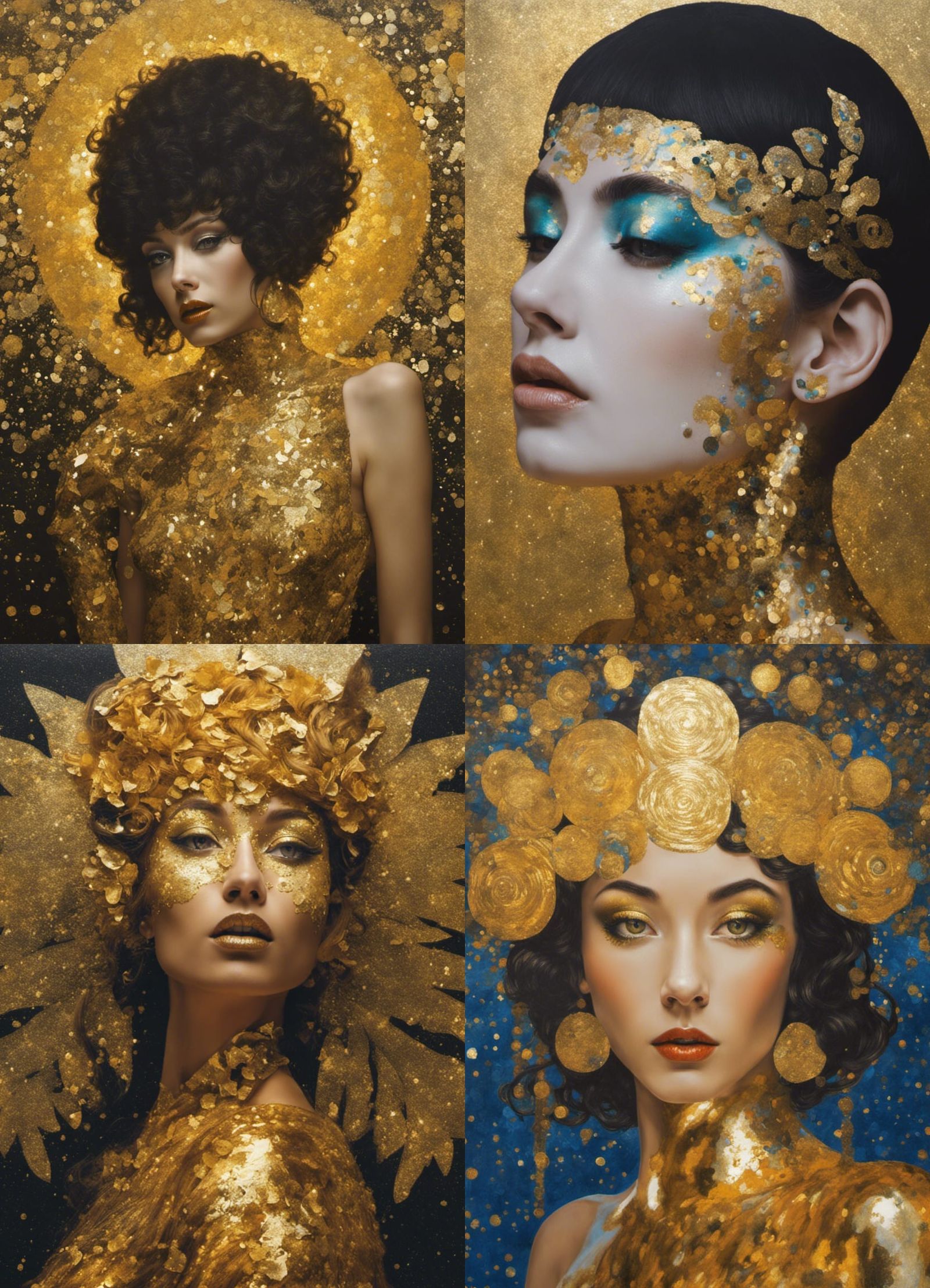 Golden Rave Girl in Art Nouveau Style