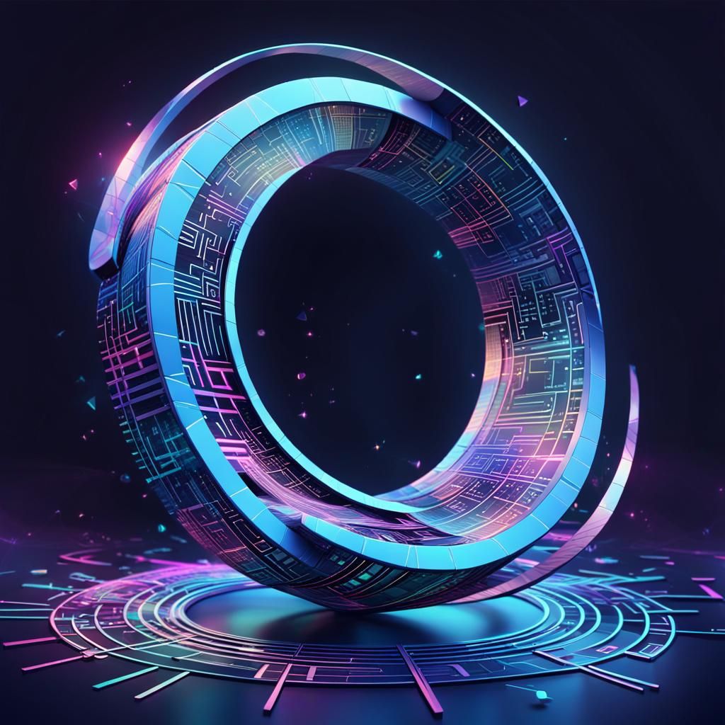 Futuristic 3D Pi Symbol with Neon Equations