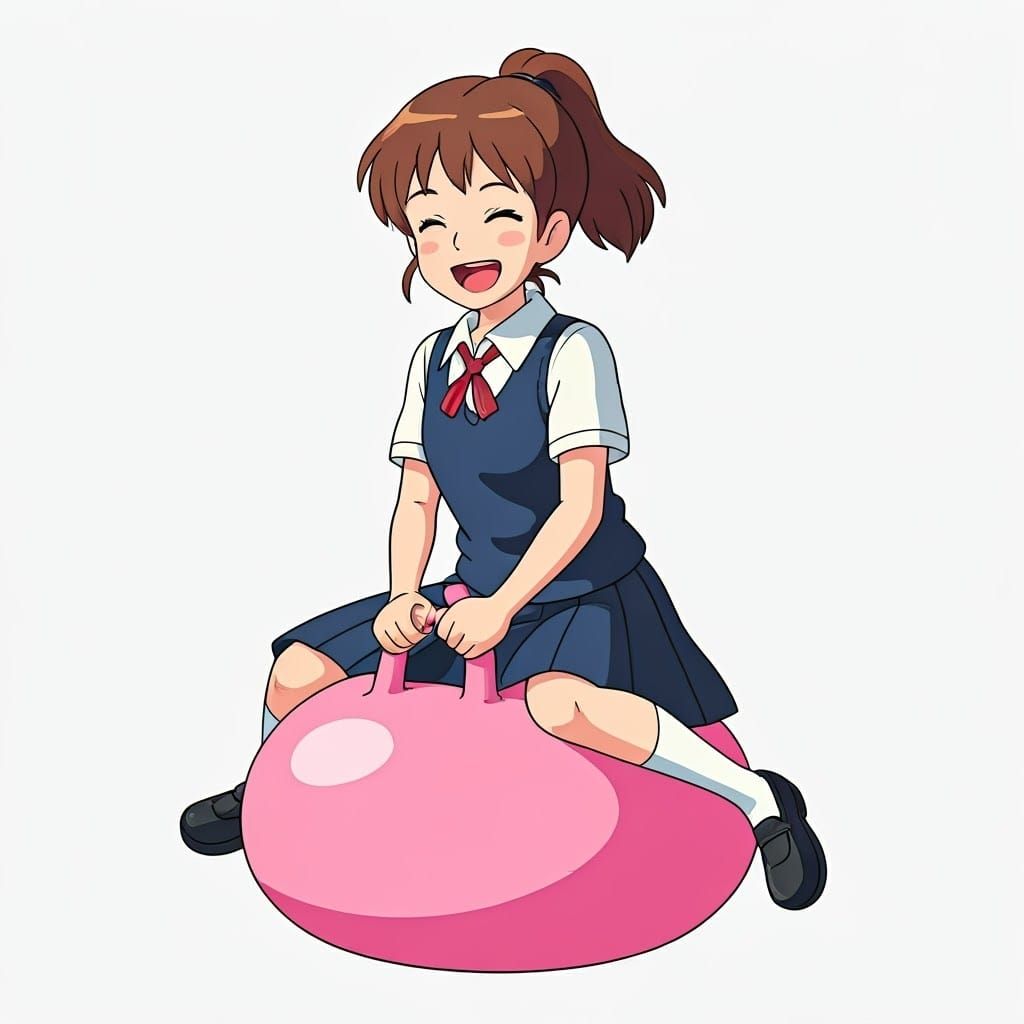 Japanese School Girl in Whimsical Ghibli Style