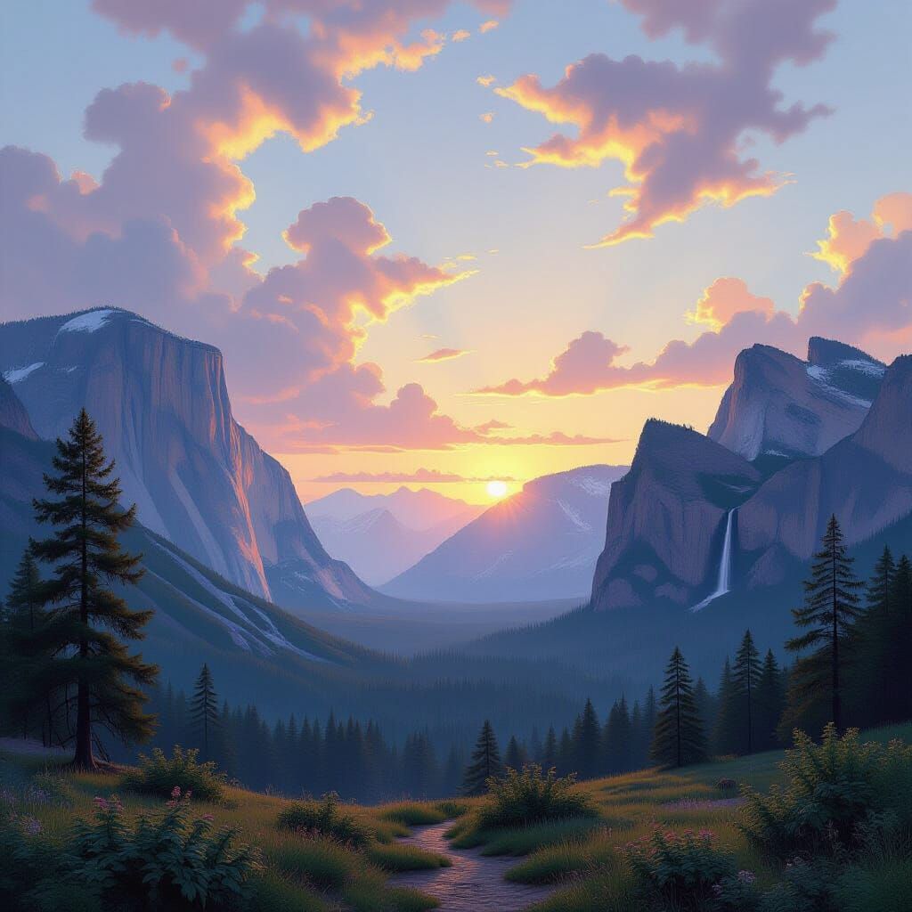 Luminist Landscape Painting: Hyper-Realistic Atmospheric Sce...