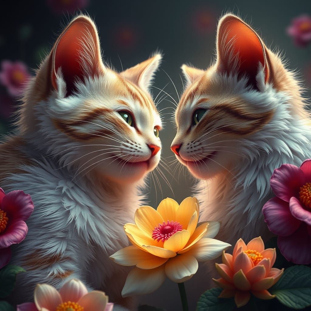 Cat vs Cat: A Detailed Fantasy Painting