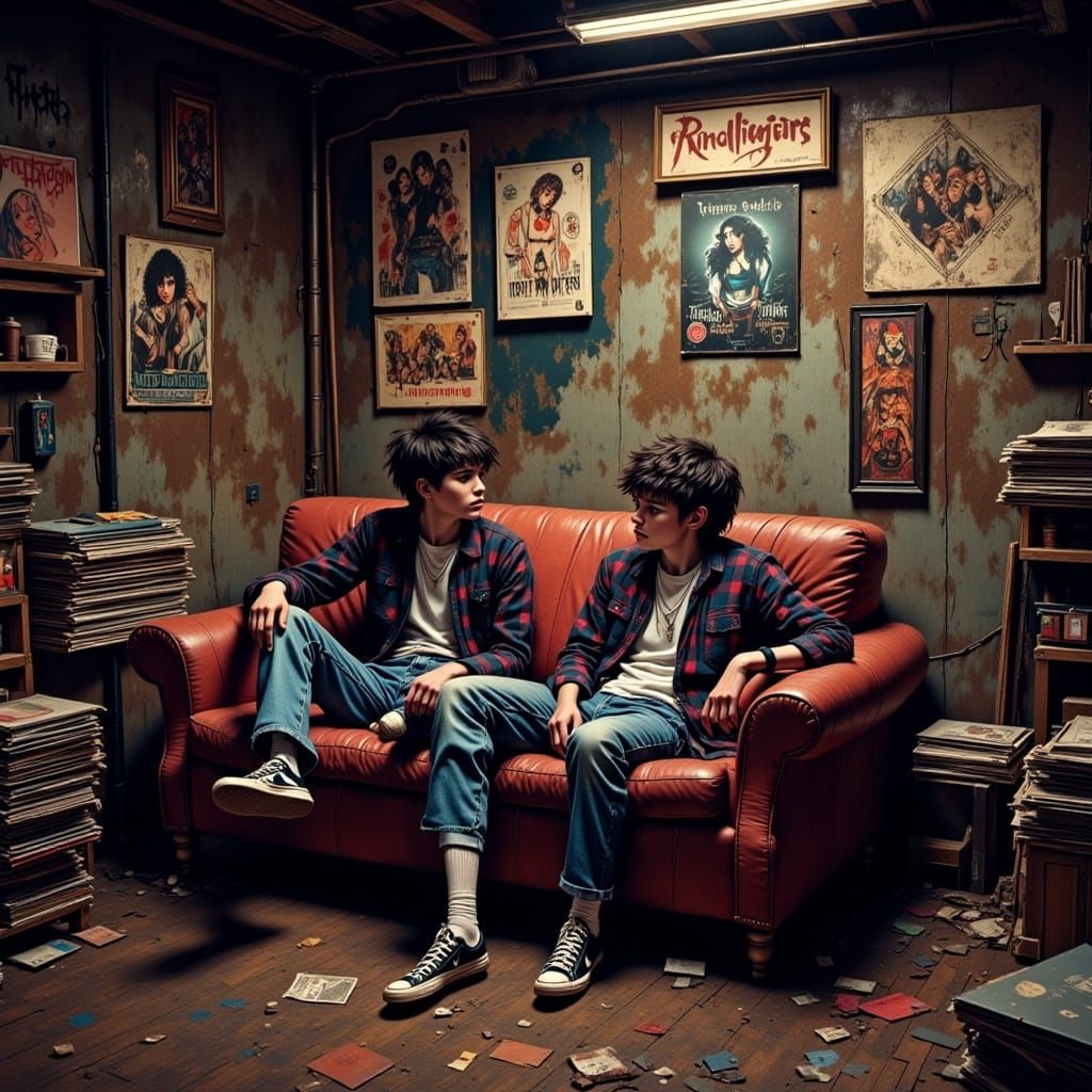 Grunge Teens in a Smoky Basement Lair