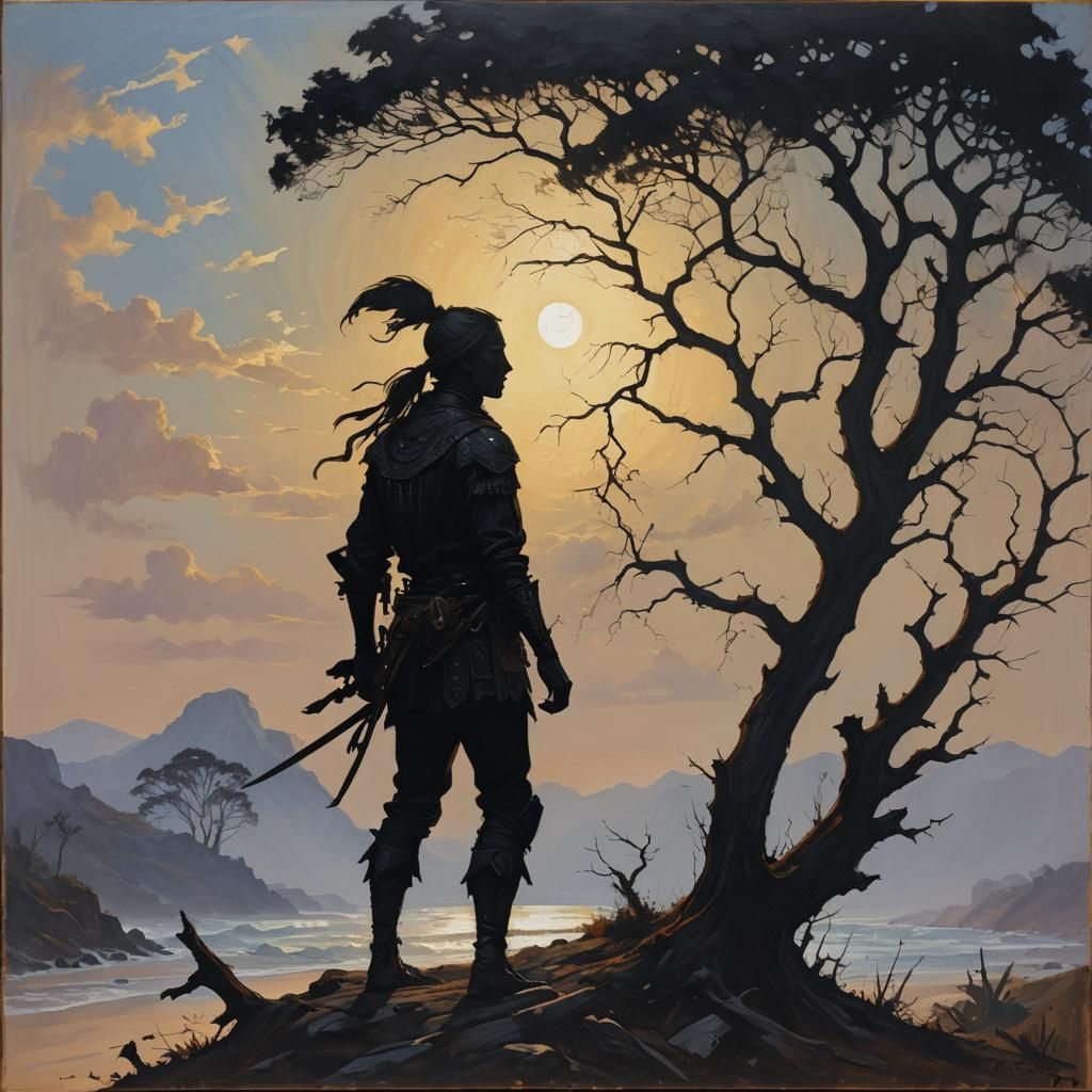 Silhouette Spirit as Oil Painting
