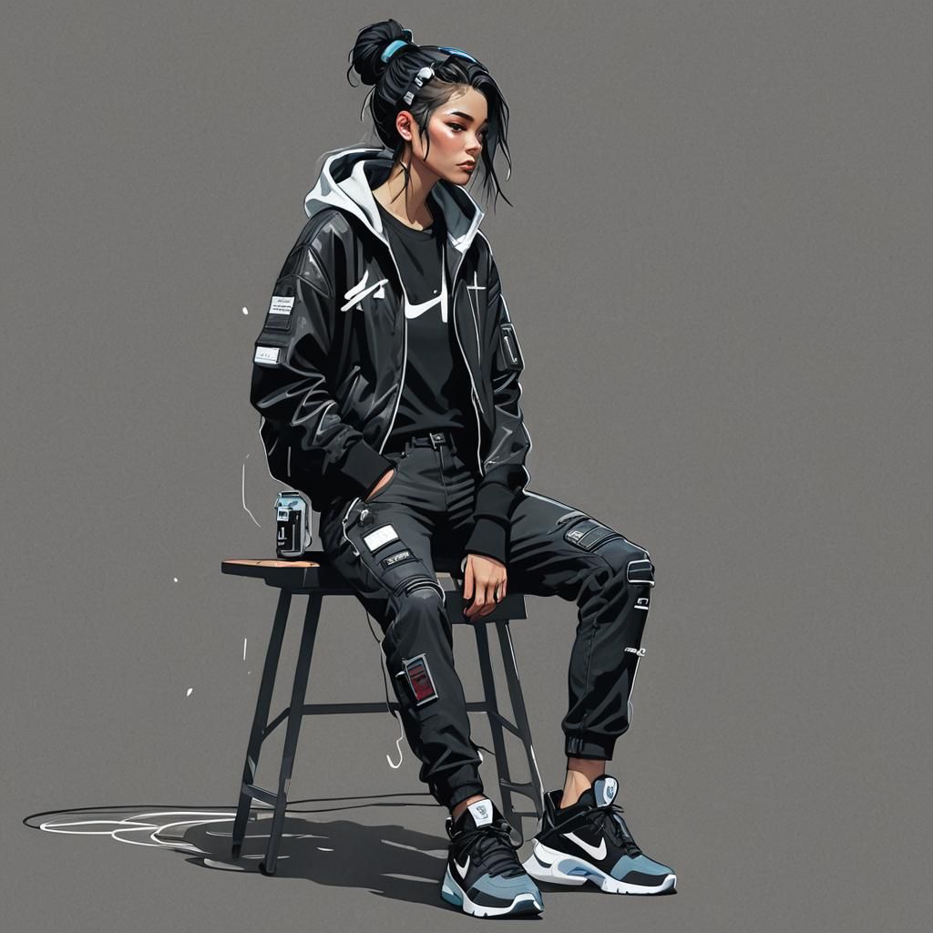 Cyberpunk Woman Portrait in Airbrush Digital Art