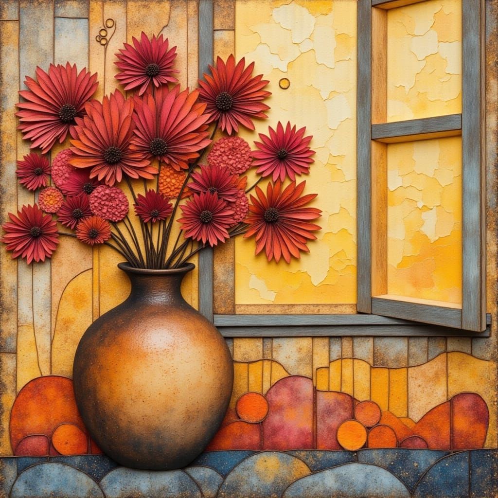 simple paper collage junk journal art: textured paper: 3d sh...