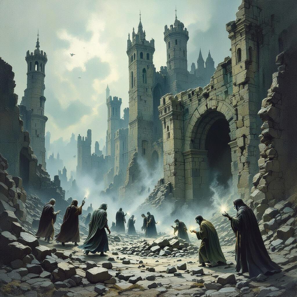 Emerald City Stone Cough Epidemic in Oil Painting Style