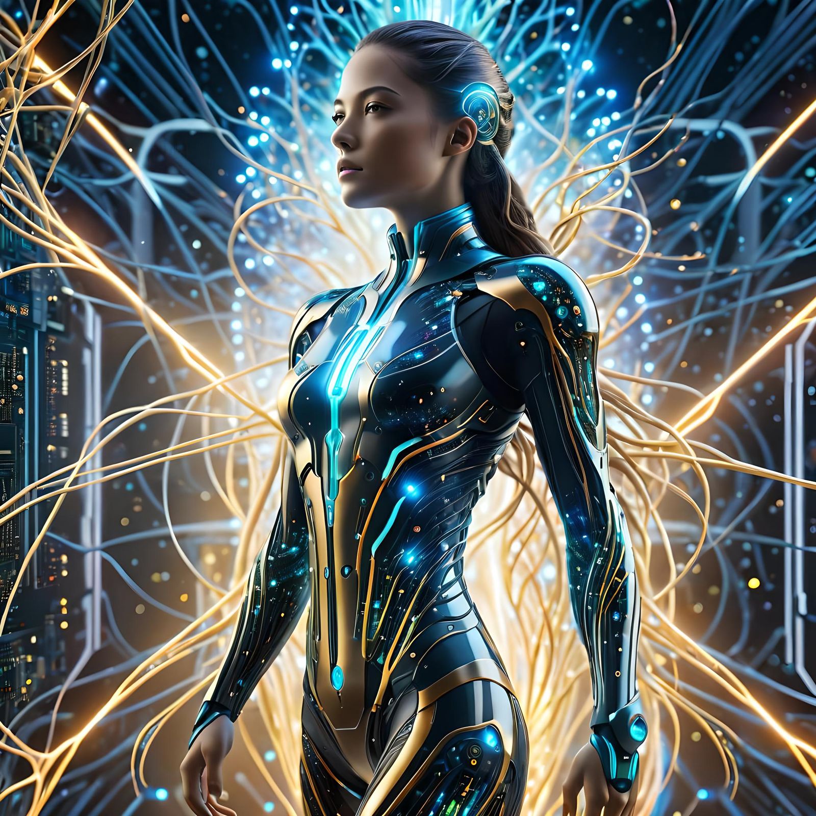 Transparent Woman with Internet Connection in Dreamscape Sty...