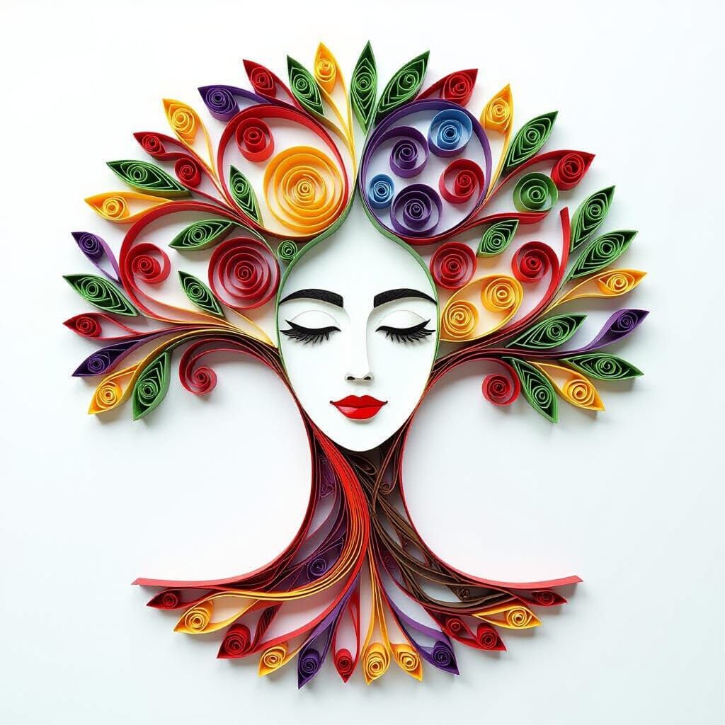 Stylized Life Tree in Paper Quilling Art