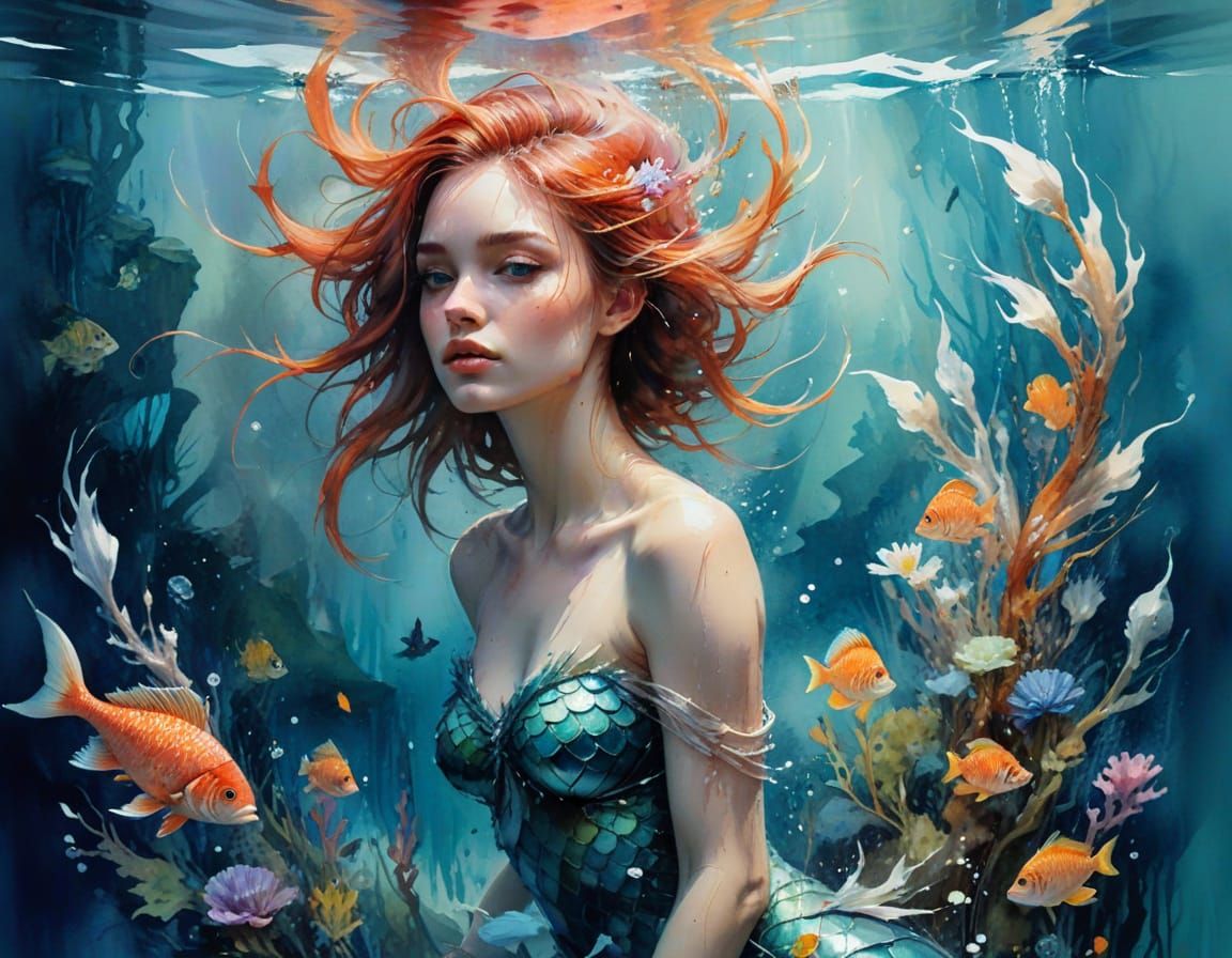 Mermaid's Undersea Emporium in Watercolour Style