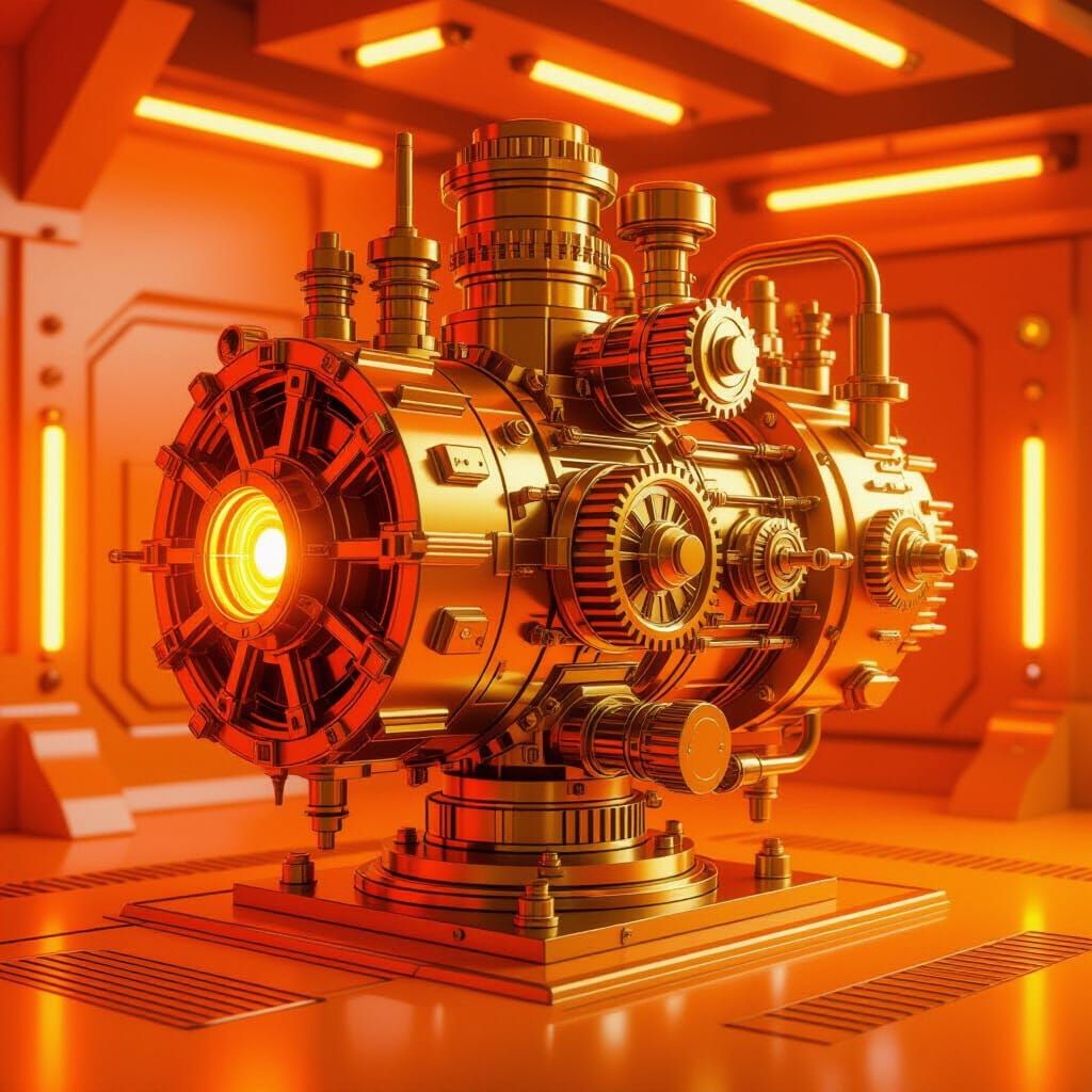 Retro-Futuristic Orange Machine in 3D