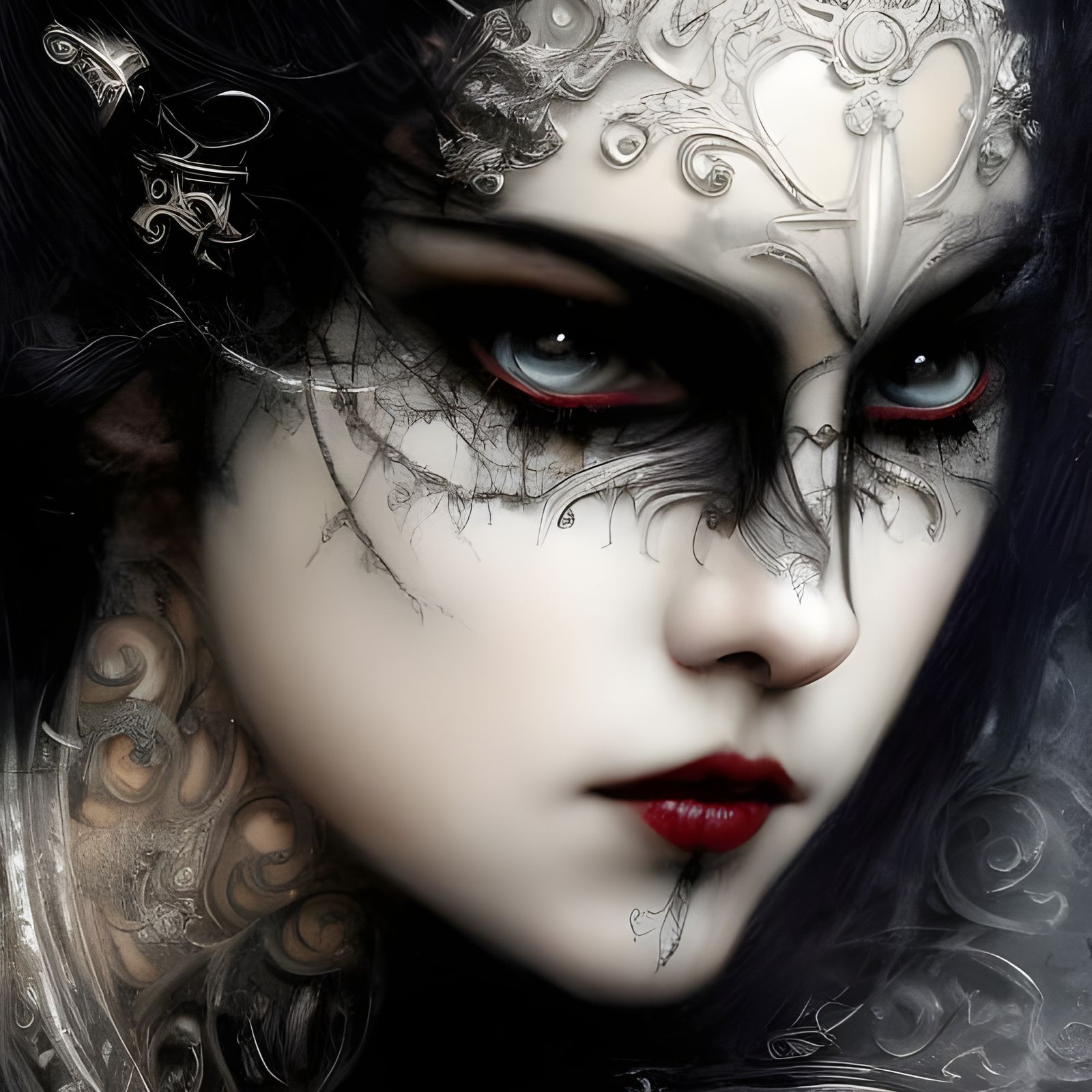 Vampire Woman with Black Metal Crown