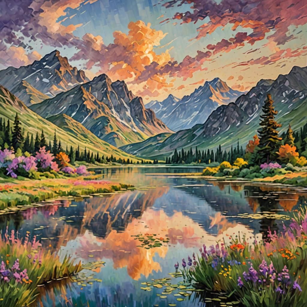 Impressionist Landscape at Golden Hour