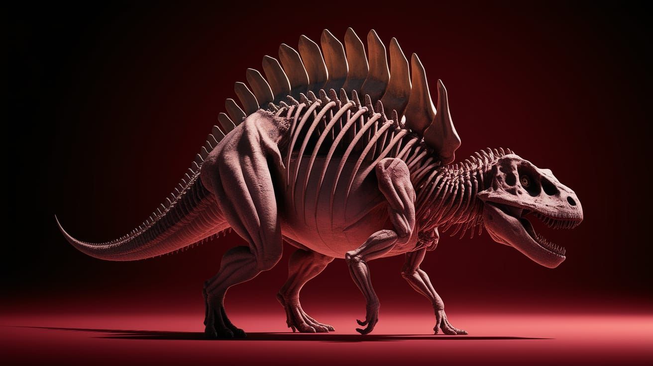 Abstract Paleontological Design in Earthy Reds