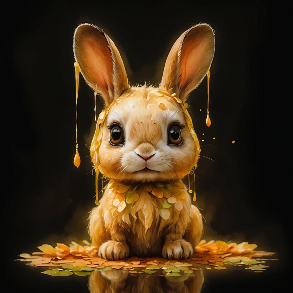 Watercolor Portrait of a Cute Rabbit with Big Eyes