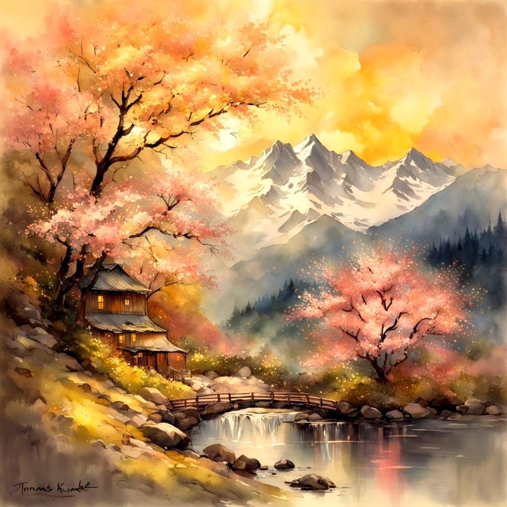 Warm Golden Light on a Vintage Footbridge