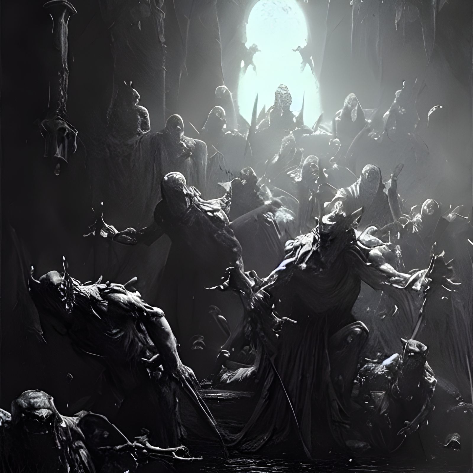 Terrifying Goblins in Dark Fantasy Horror Style