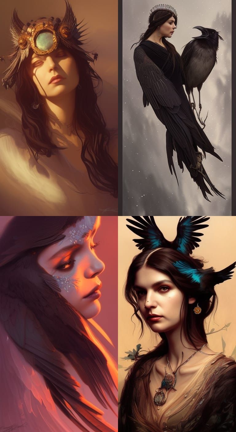 Crow Goddess Portrait in Artstation Style