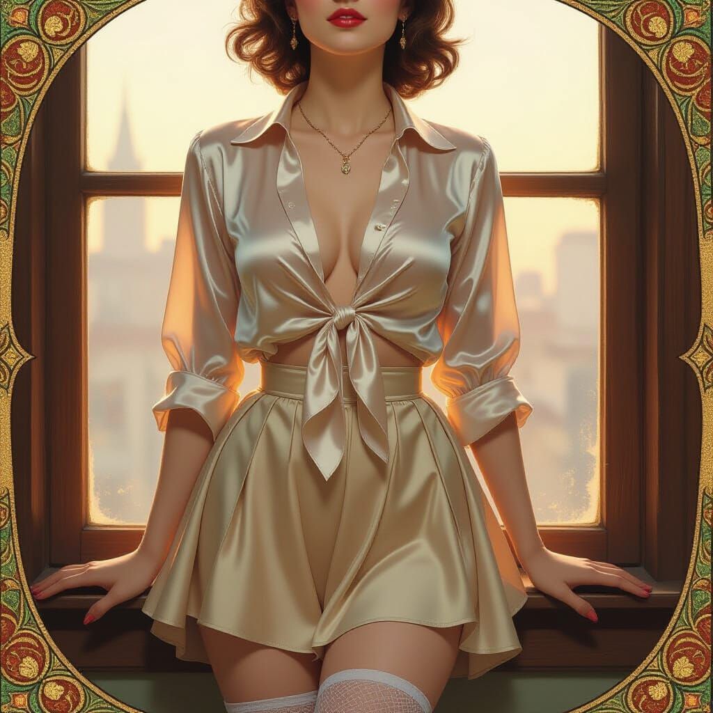 Elegant Woman in Art Nouveau Style