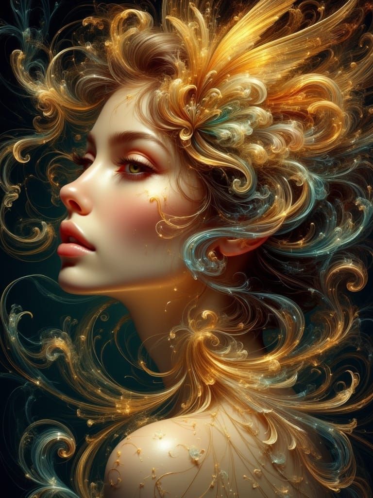 Ethereal Magical Woman with Swirling Patterns