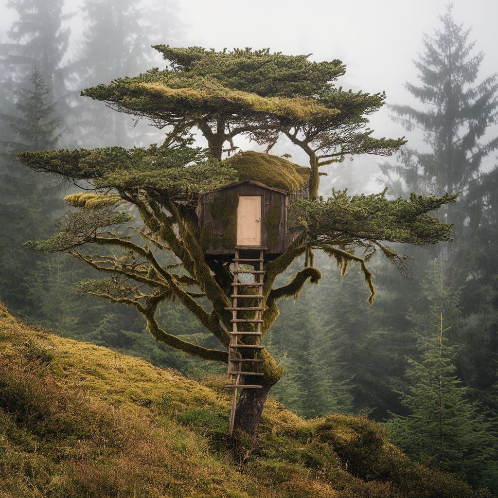 Enchanting Miniature Treehouse in Mossy Forest