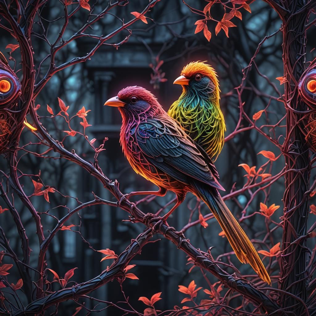 Gossamer Gothic Neon Bird in HDR