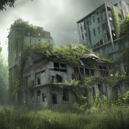 Nature Reclaims Overgrown Building: Digital Matte Painting