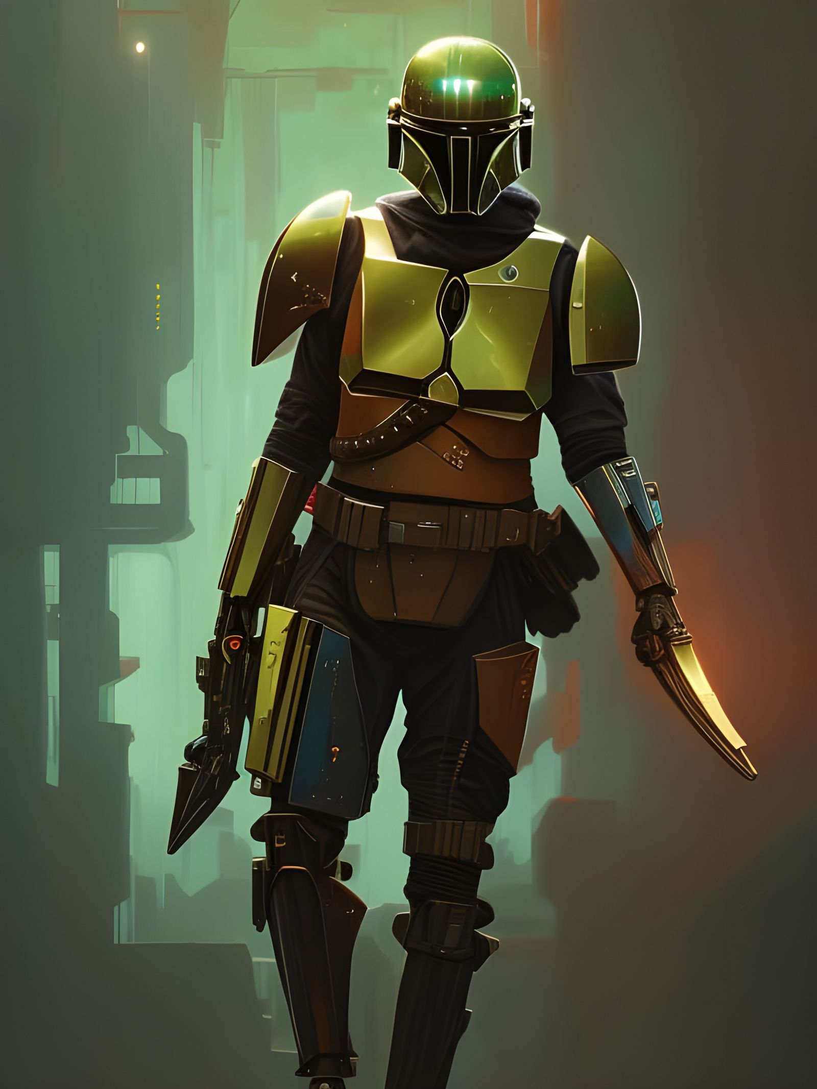 Cyberpunk Mandalorians: Detailed Sci-Fi Concept Art