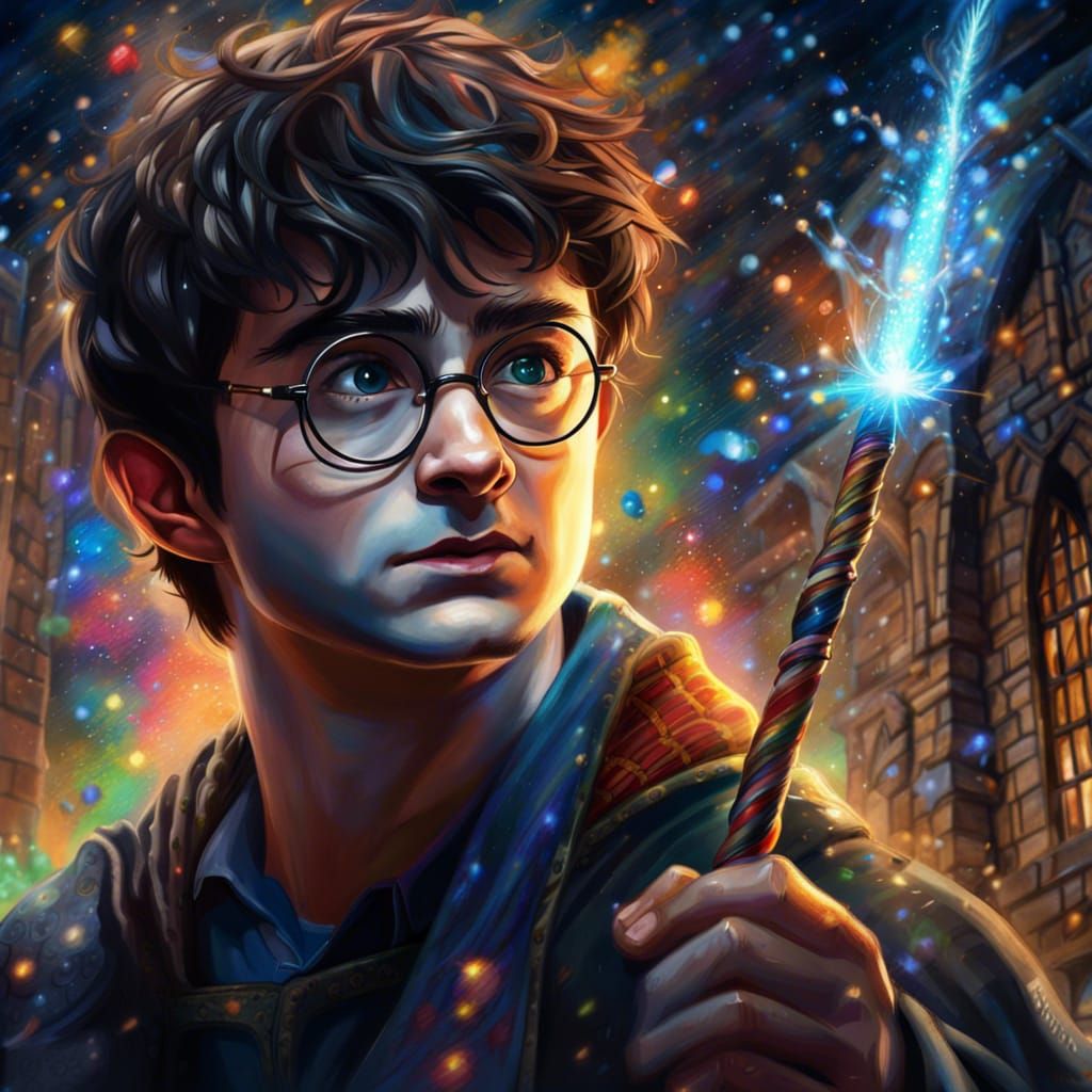 Harry Potter at Hogwarts with Magic Wand