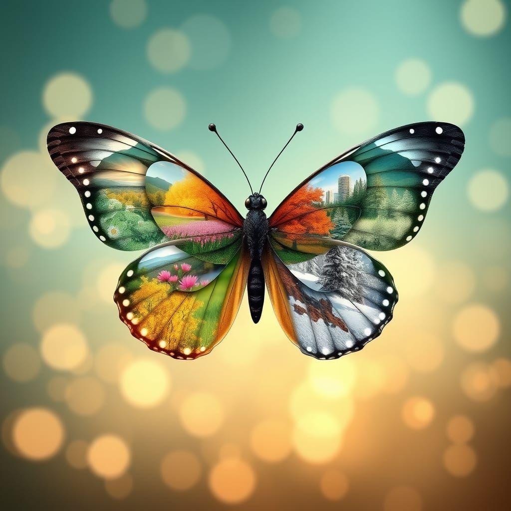 Surreal Butterfly Embodies Harmony of Four Seasons in Impres...