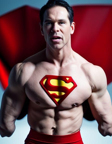 Bodybuilder as Superman: Professional Studio Portrait