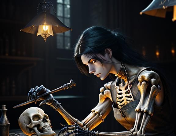 Furry Skeleton Bone Repair: Dark Fantasy Art