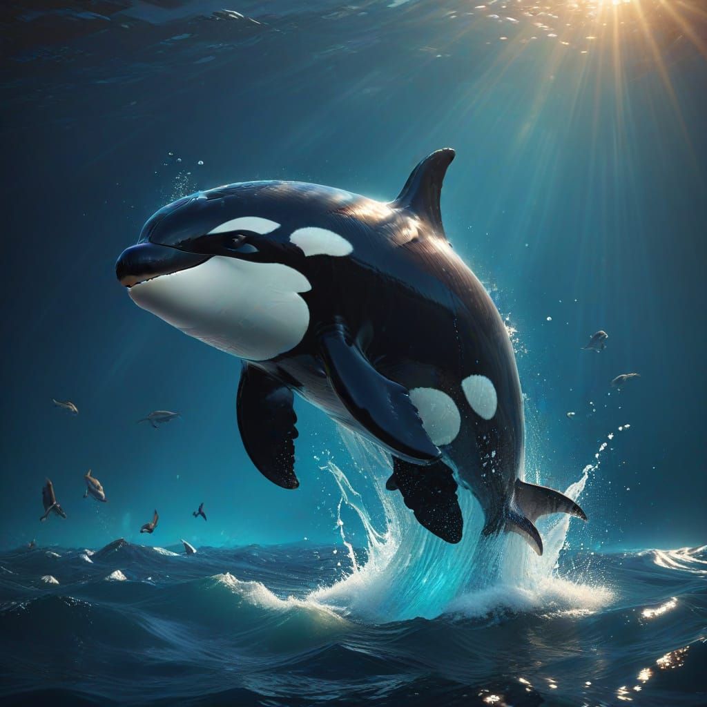Sleek Orca Swims in Radiant Aquatic Realm