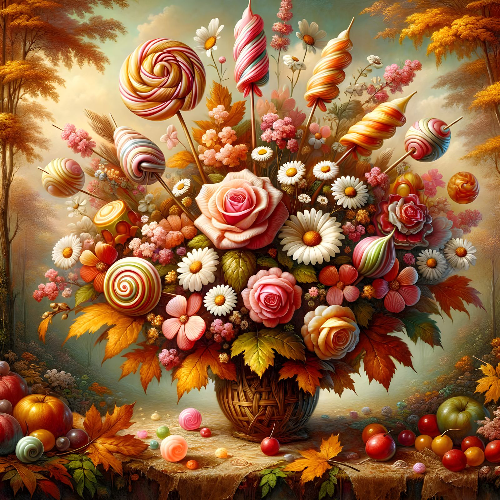 Whimsical Autumn Candyscape in Enchanted Forest