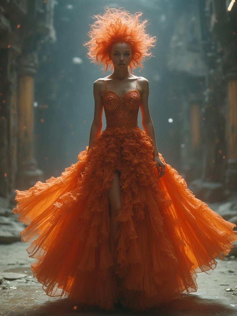 Space-Time Fabric Couture, Flouncing in Colour-Time Shift