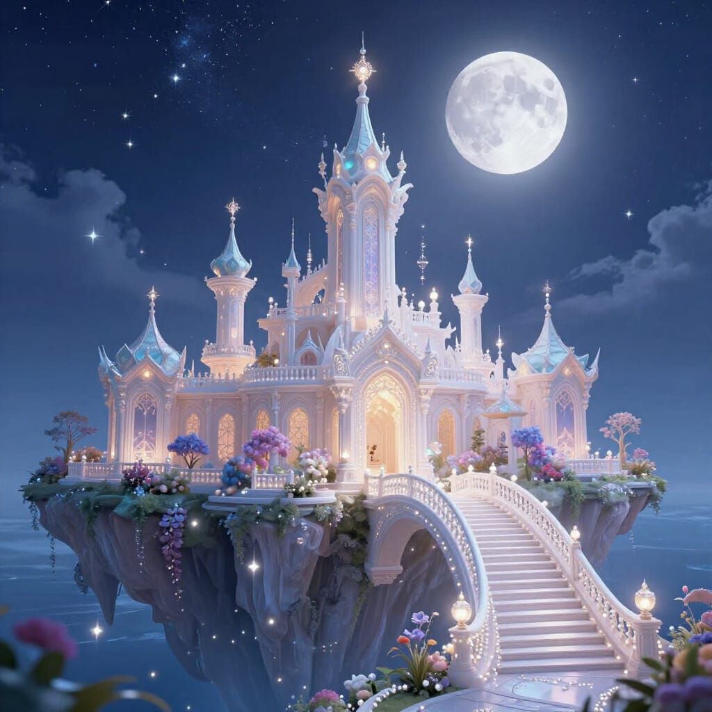 Ethereal Elven Kingdom on Moonlit Island