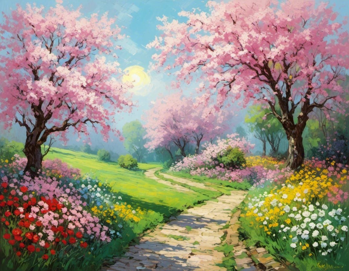 Vibrant Neon Dreamscapes of Solitude in Spring