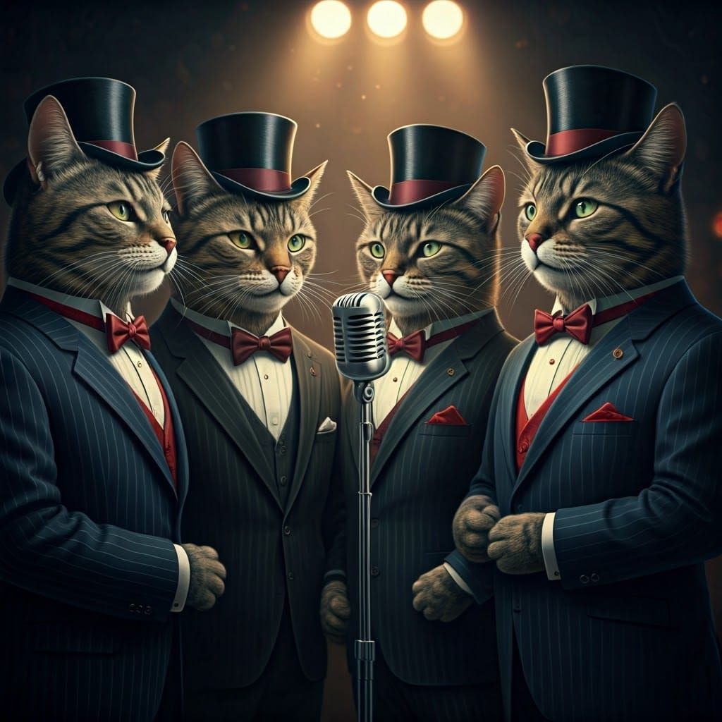 Singing Cats in Nightclub Barbershop Performance