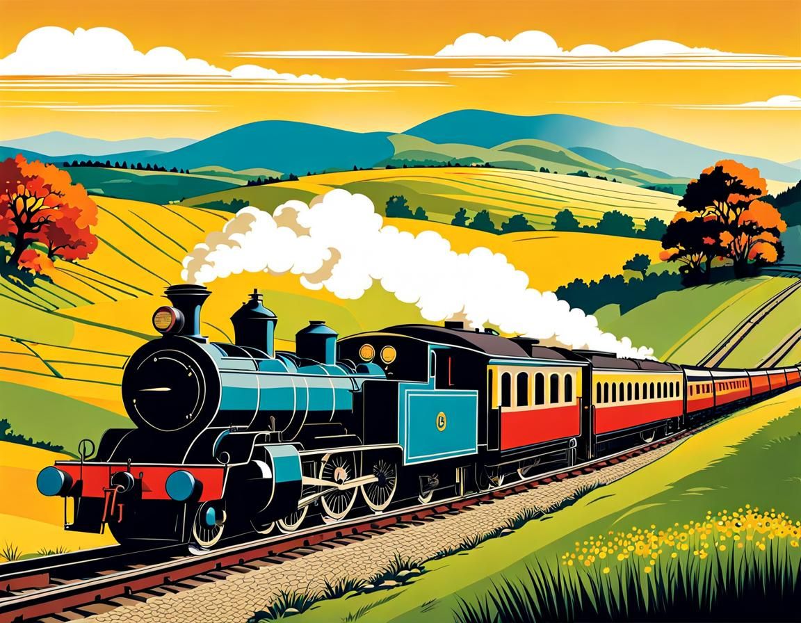 Vintage Steam Train Travel Poster Art