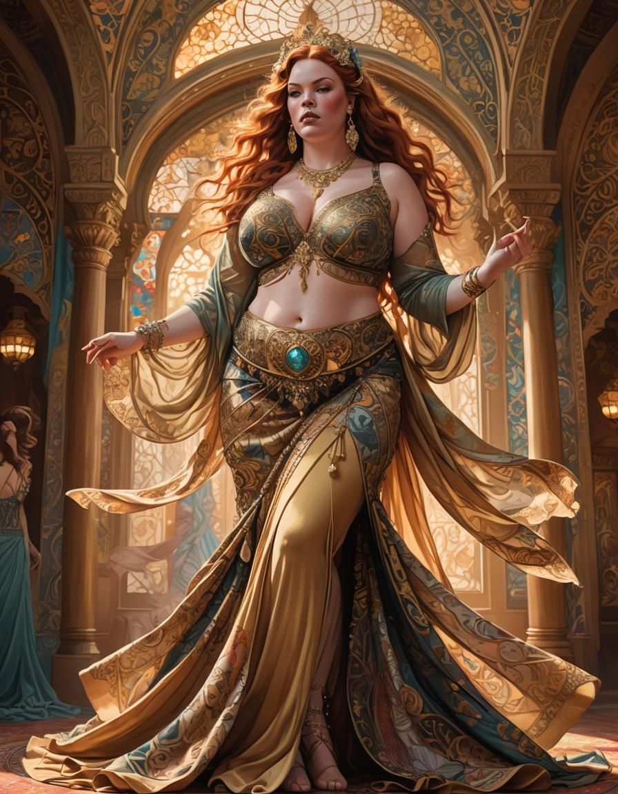 Belly Dancer Portrait in Art Nouveau Style