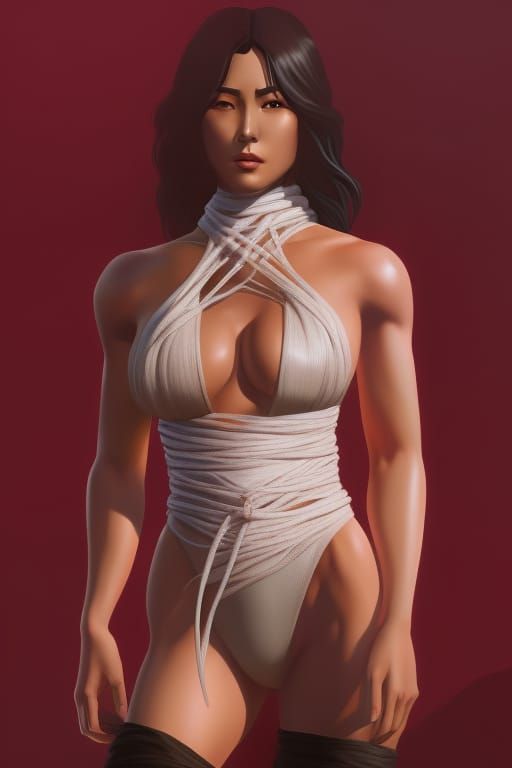 Shibari Full Body Portrait in Hyperdetailed Style