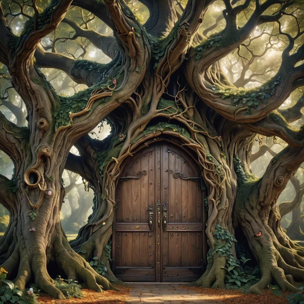 Enchanted Doors in a Magic Tree