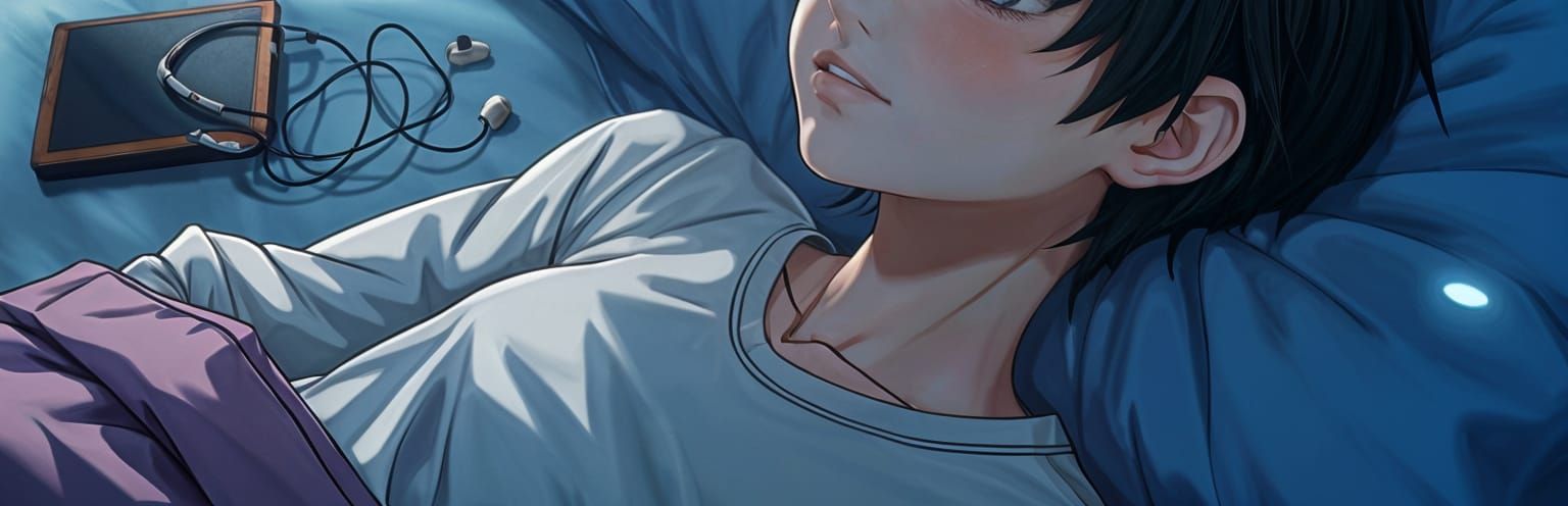 Dejected Anime Youth Listens to Music