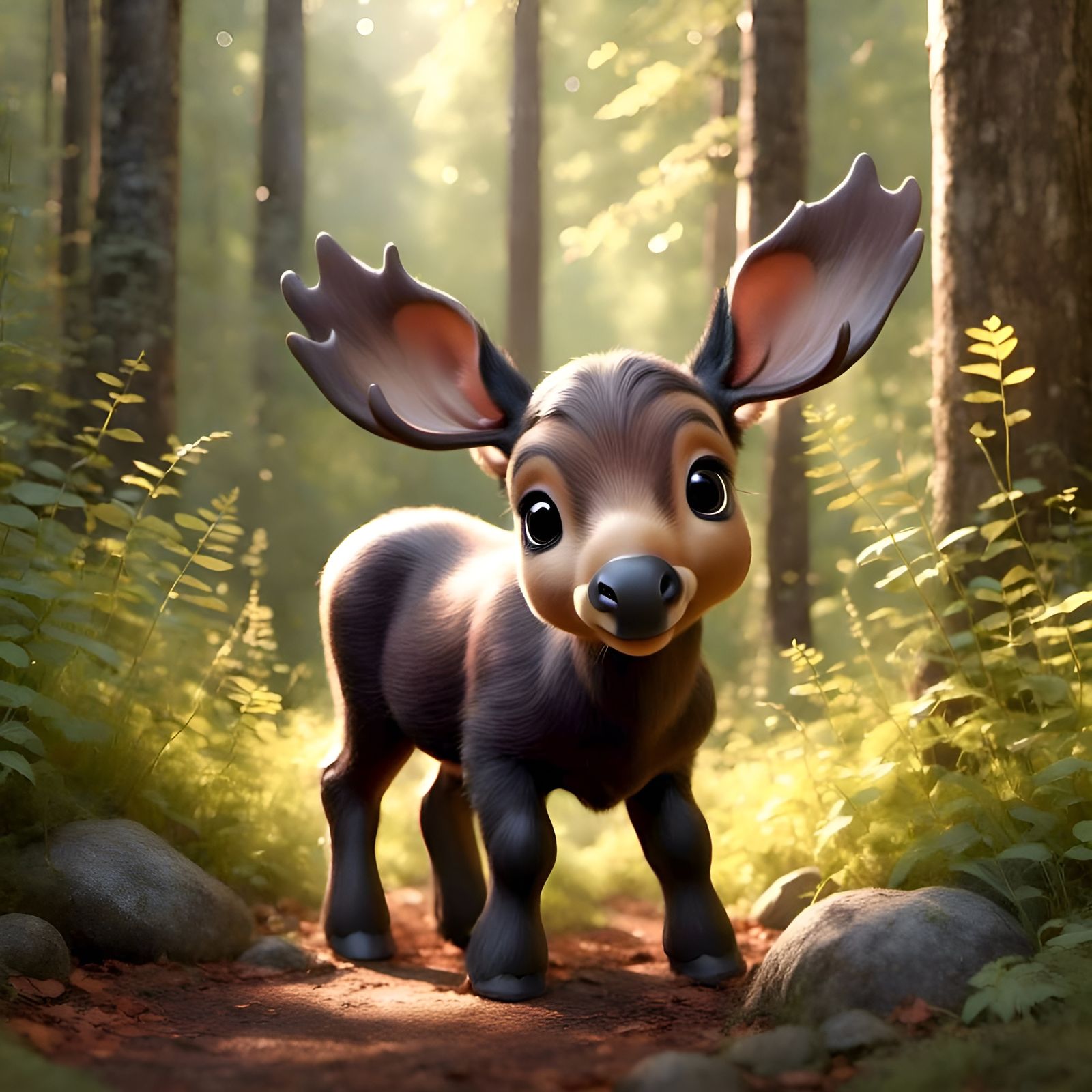Chibi Baby Moose in Forest