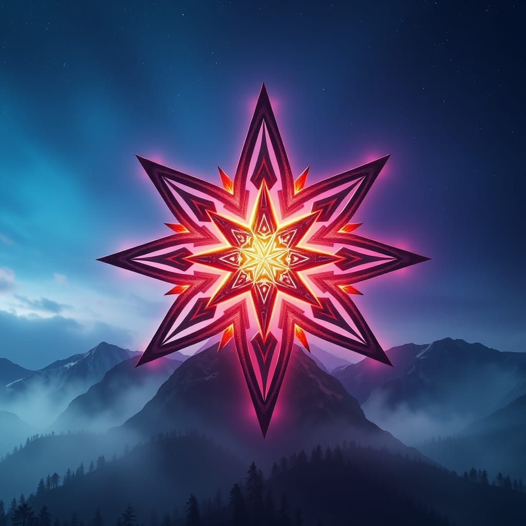 Majestic Moravian Star Shines on Misty Mountain