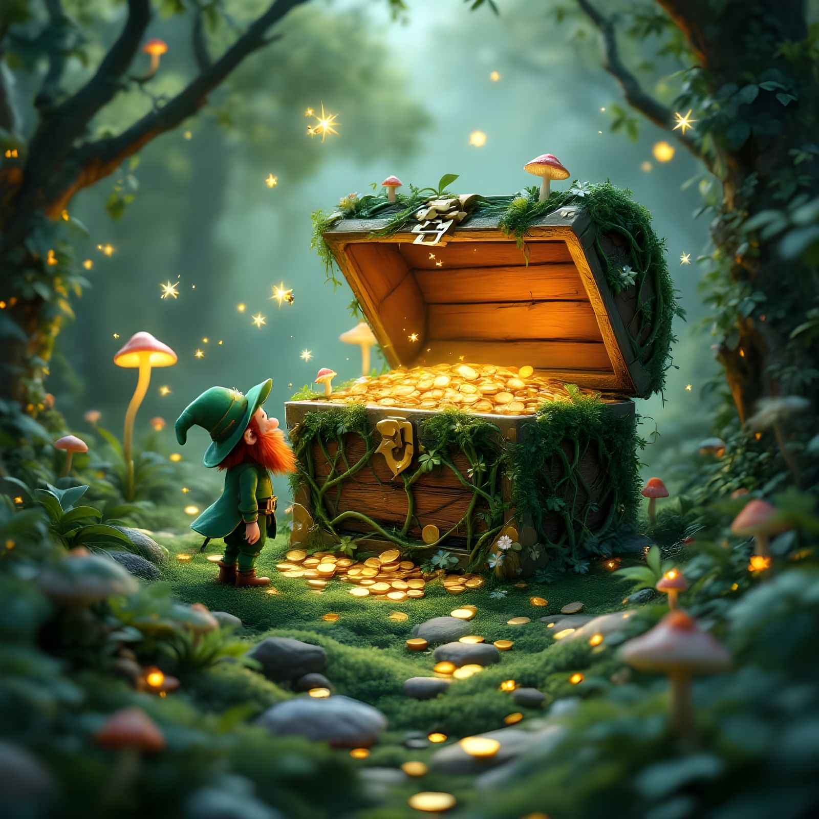 Enchanted Treasure Chest in Mystical Forest