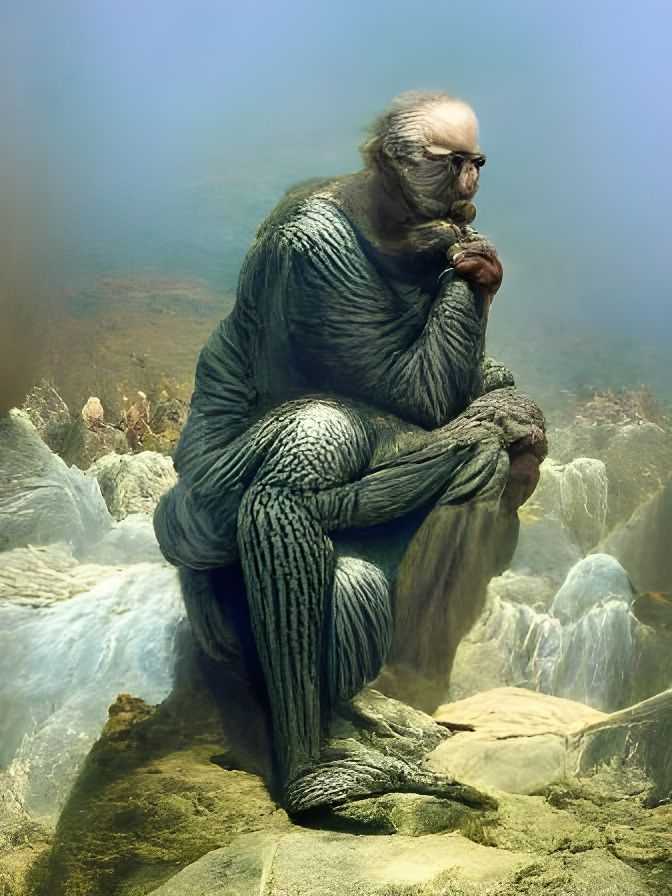The Thinker in the Style of Gustave Dore